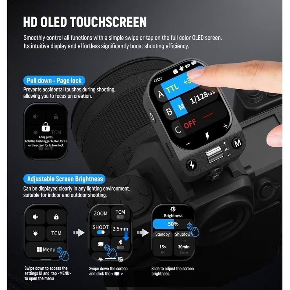 Neewer QZ-N Touchscreen TTL Wireless Flash Trigger Nikon Z8 Z9 HSS 1/8000s QZN - Picture 2 of 7